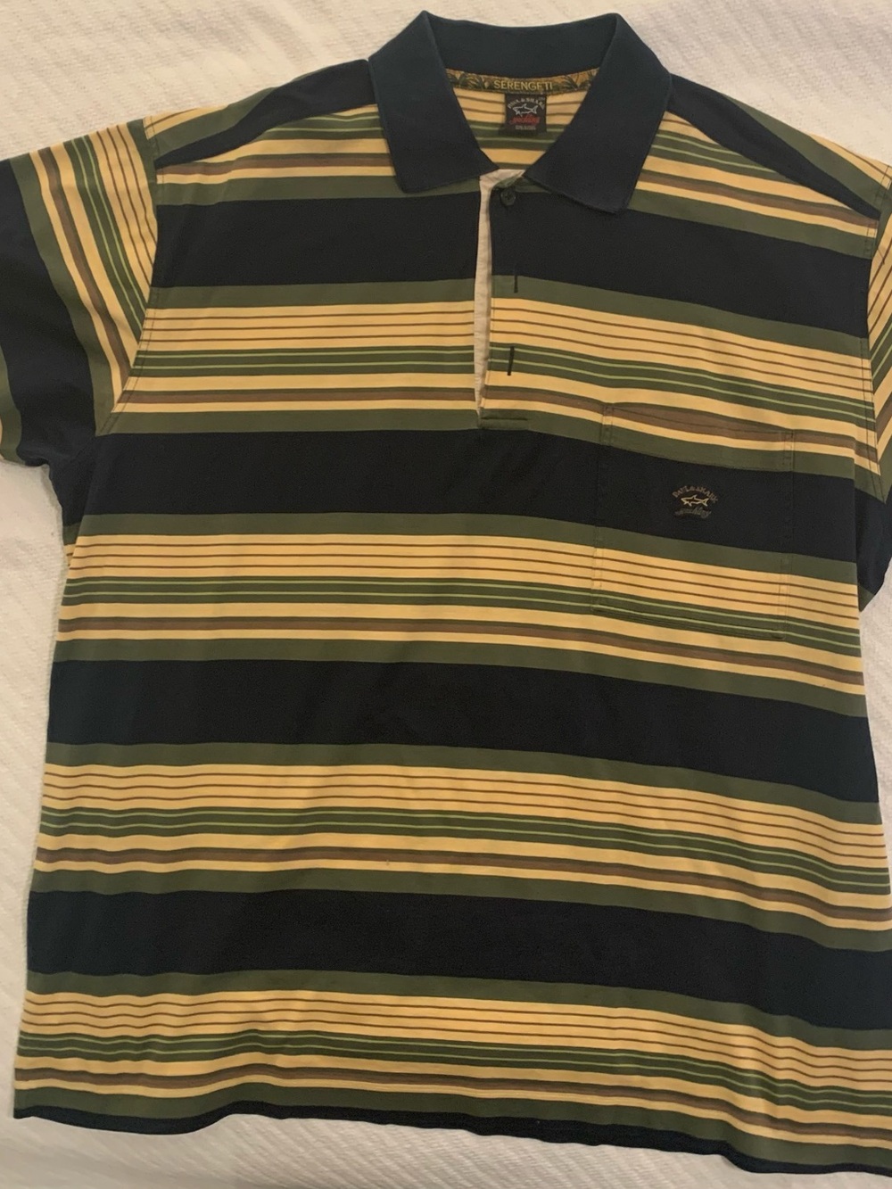 Paul & Shark Green and Yellow Striped Polo Shirt